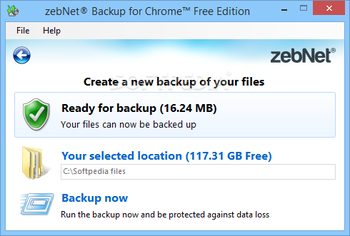 zebNet Backup for Chrome Free Edition screenshot 2