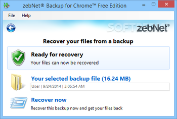 zebNet Backup for Chrome Free Edition screenshot 3