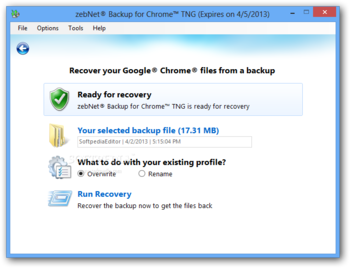 zebNet Backup for Chrome TNG screenshot 3