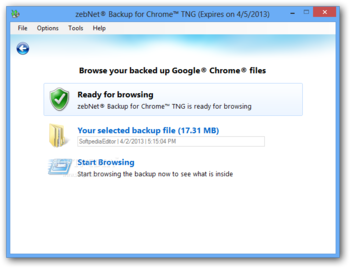 zebNet Backup for Chrome TNG screenshot 4
