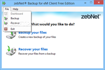 zebNet Backup for eM Client Free Edition screenshot