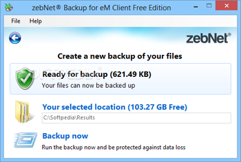 zebNet Backup for eM Client Free Edition screenshot 2