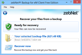 zebNet Backup for eM Client Free Edition screenshot 3