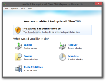 zebNet Backup for eM Client TNG screenshot