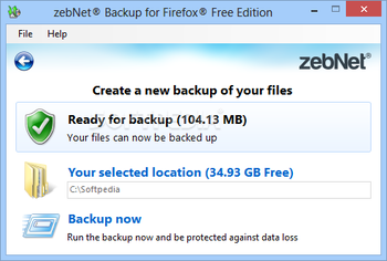 zebNet Backup for Firefox Free Edition screenshot 2