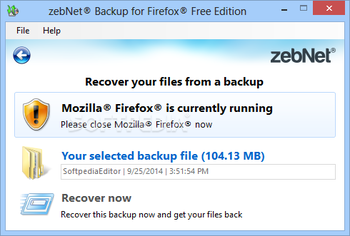 zebNet Backup for Firefox Free Edition screenshot 3