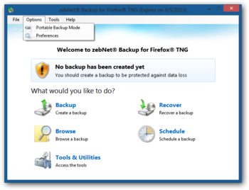 zebNet Backup for Firefox TNG screenshot 2
