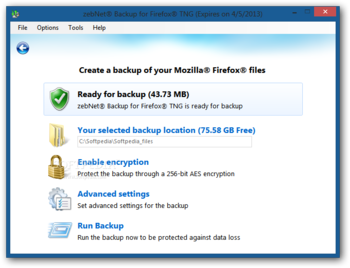 zebNet Backup for Firefox TNG screenshot 4