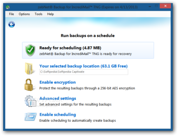 zebNet Backup for IncrediMail TNG screenshot 5