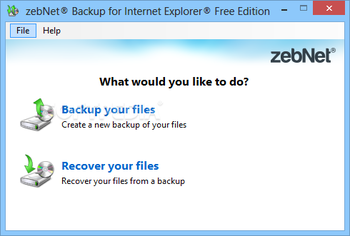 zebNet Backup for Internet Explorer Free Edition screenshot