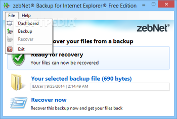 zebNet Backup for Internet Explorer Free Edition screenshot 4