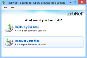 zebNet Backup for Opera Browser Free Edition screenshot