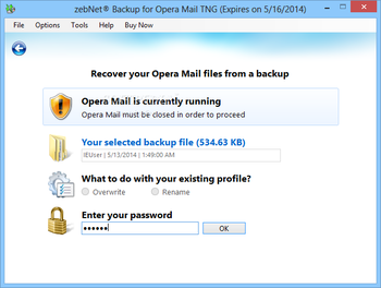 zebNet Backup for Opera Mail TNG screenshot 4