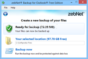 zebNet Backup for Outlook Free Edition screenshot 2