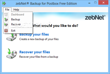 zebNet Backup for Postbox Free Edition screenshot