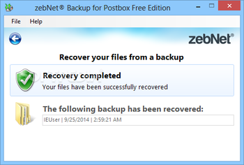 zebNet Backup for Postbox Free Edition screenshot 4