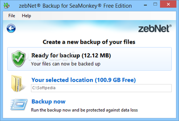 zebNet Backup for SeaMonkey Free Edition screenshot