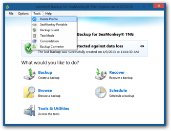 zebNet Backup for SeaMonkey TNG screenshot 3