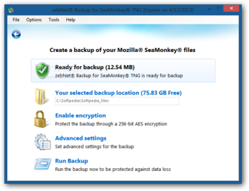 zebNet Backup for SeaMonkey TNG screenshot 4