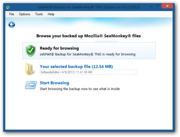 zebNet Backup for SeaMonkey TNG screenshot 7