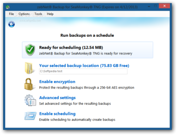 zebNet Backup for SeaMonkey TNG screenshot 8