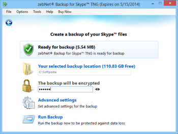 zebNet Backup for Skype TNG screenshot 2