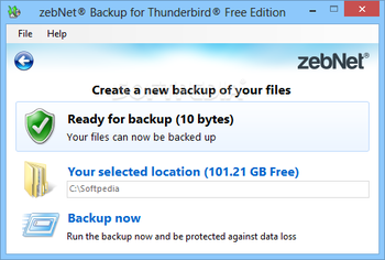 zebNet Backup for Thunderbird Free Edition screenshot