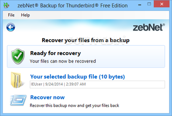 zebNet Backup for Thunderbird Free Edition screenshot 2
