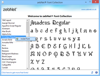 zebNet Font Collection screenshot