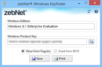 zebNet Windows Keyfinder screenshot