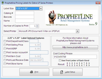 Zebra Price Label Software screenshot