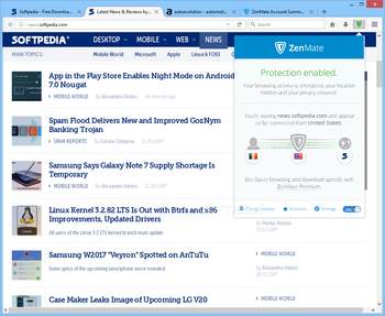 ZenMate VPN for Firefox screenshot
