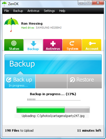 ZenOK Online Backup Professional screenshot