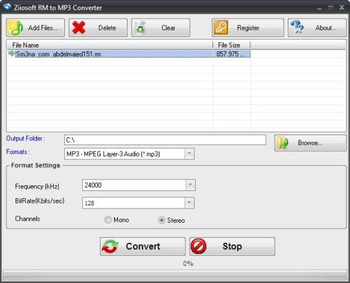 Ziiosoft RM to MP3 Converter screenshot
