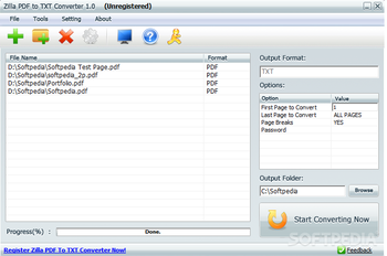 Zilla PDF to TXT Converter screenshot