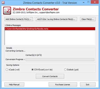 Zimbra Contacts Converter screenshot