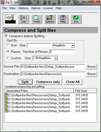 Zip 'n' Split screenshot