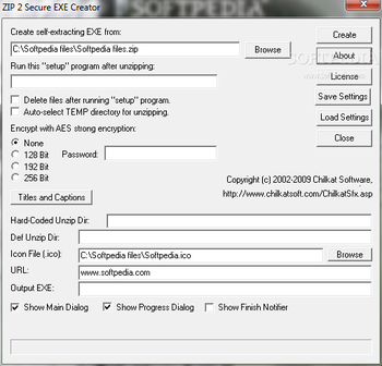 ZIP 2 Secure EXE screenshot