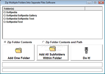 Zip Multiple Folders Into Separate Files Software screenshot