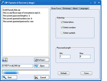 ZIP Password Recovery Magic screenshot