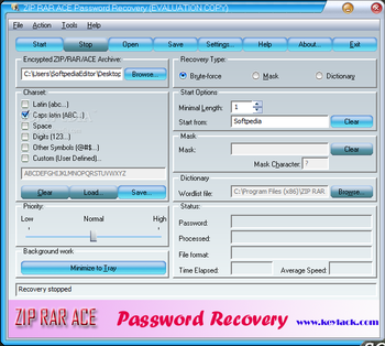 ZIP RAR ACE Password Recovery screenshot