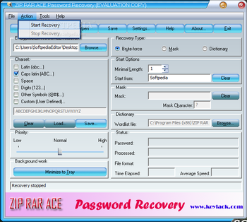 ZIP RAR ACE Password Recovery screenshot 3
