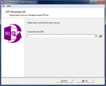 ZIP Recovery Kit screenshot