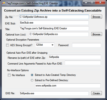 Zip Self-Extractor Creator screenshot