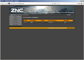 ZNC screenshot 2
