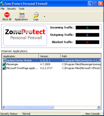 ZoneProtect Personal Firewall screenshot