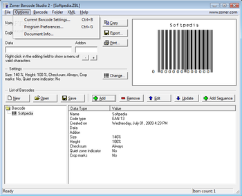 Zoner Barcode Studio screenshot 2