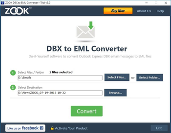 ZOOK DBX to EML Converter screenshot