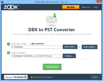 ZOOK DBX to PST Converter screenshot