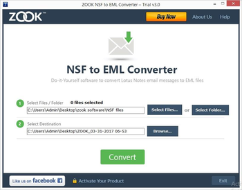 ZOOK NSF to EML Converter screenshot